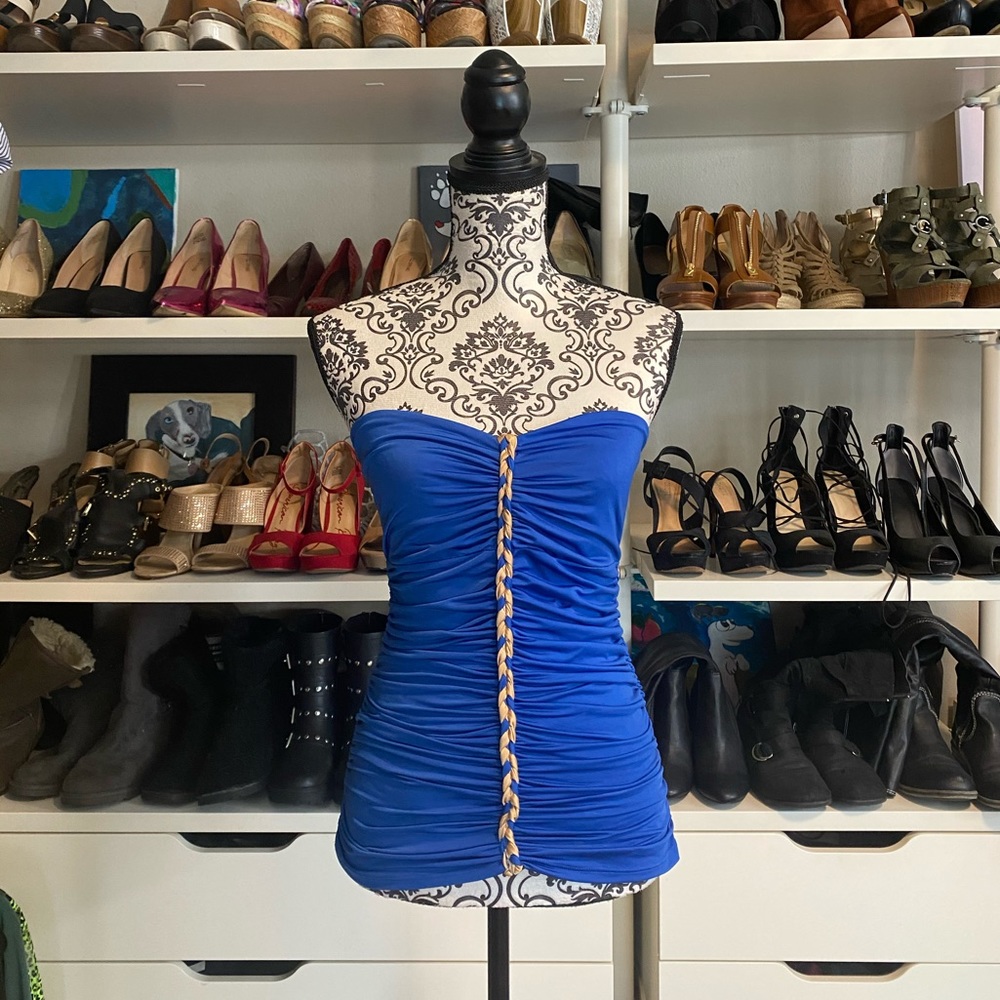 Blue tube strapless ruched Arden B royal blue top